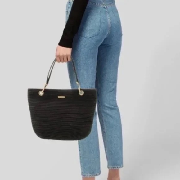 Eric Javits Squishee Clip Straw Tote Shoulder Bag Black EUC Great Yearround Bag - Picture 2 of 7